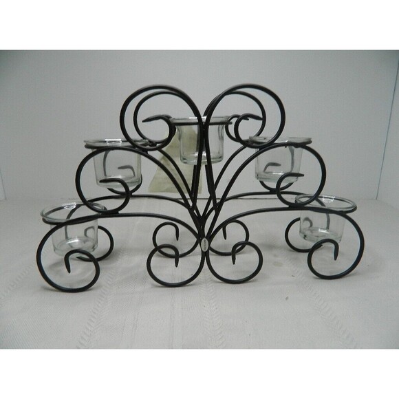 Home Elements Wire Candle Holder w/5 Glass Votives 13.25"LX 8"HX 3"W  Open Box - Picture 7 of 14